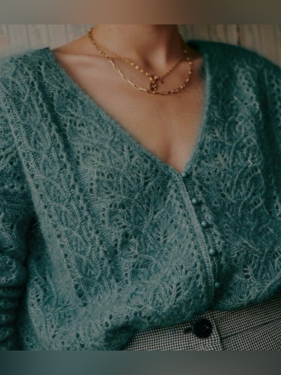 Sezane Sweaters - CLOSET CLOSING - Last Call! Sezane Teal Lace Knit V-Neck Sweater Cardigan